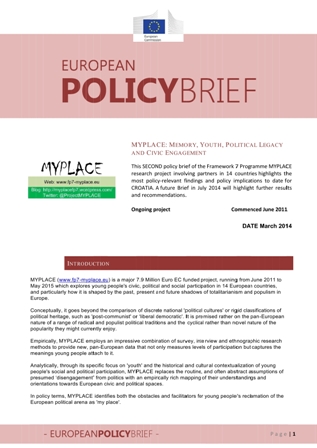 MYPLACE Policy Brief 2 Croatia En
